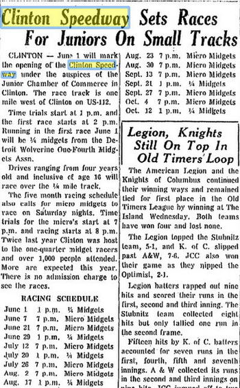 Clinton Race Track - May 1958